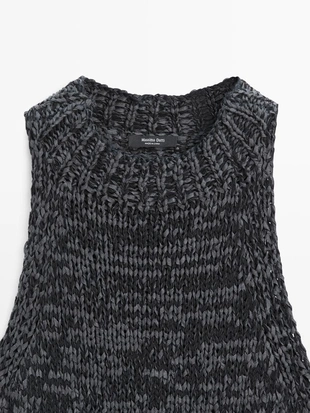 Топ халтер из вязаной ткани с эффектом меланж- Заказать в России