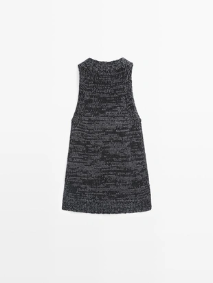 Топ халтер из вязаной ткани с эффектом меланж- Заказать в России