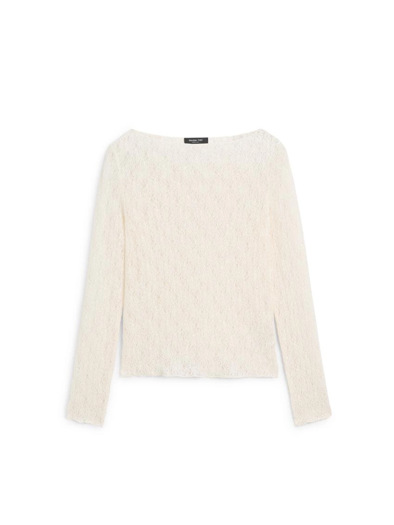 Футболка с лодочным вырезом и деталями из кружева