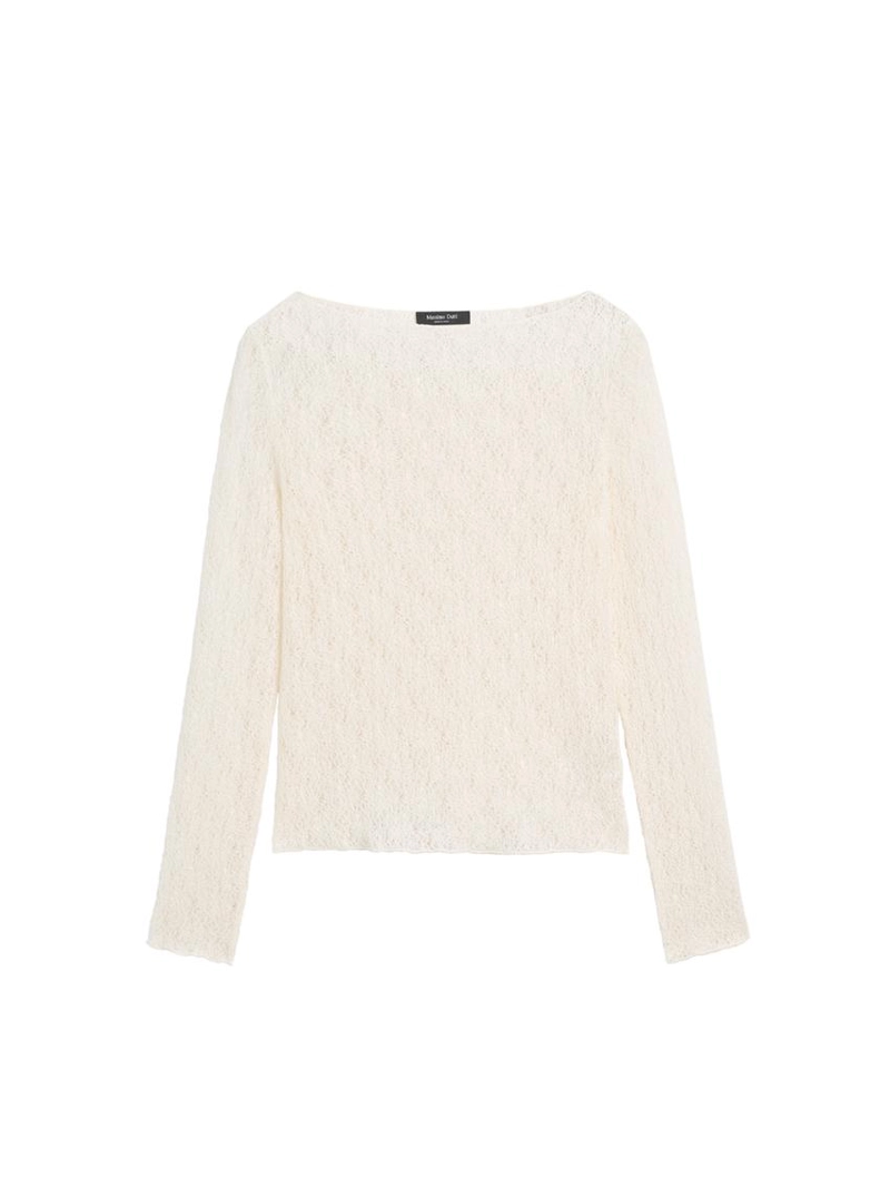 Футболка с лодочным вырезом и деталями из кружева