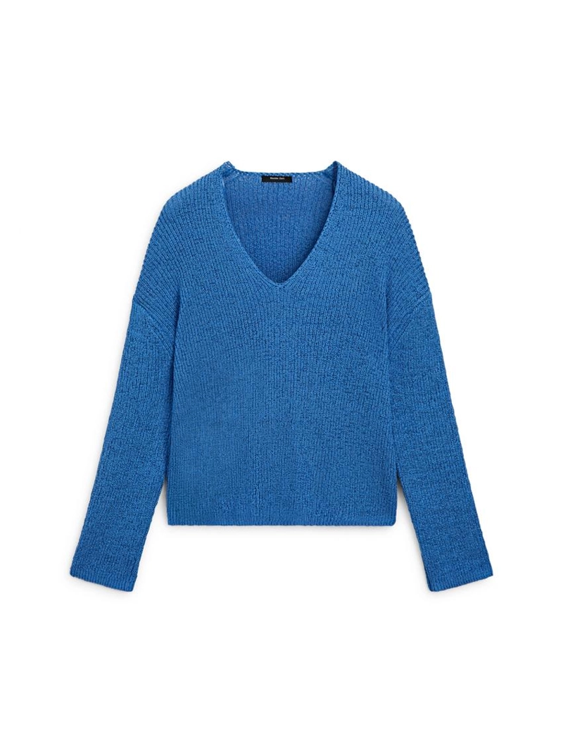 Водолазка из хлопково-шерстяного трикотажа с v-образным вырезом