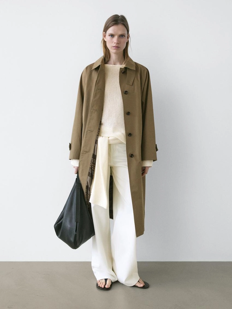 Пальто оверсайз с клетчатой подкладкой