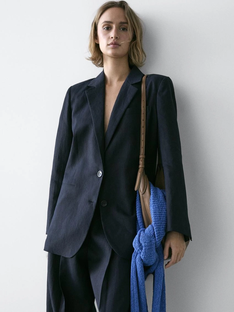 Пиджак из льна с деталями на пуговицах