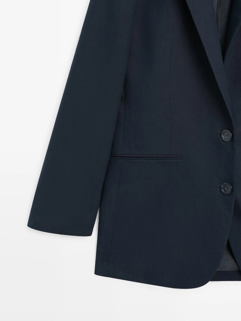 Пиджак из льна с деталями на пуговицах