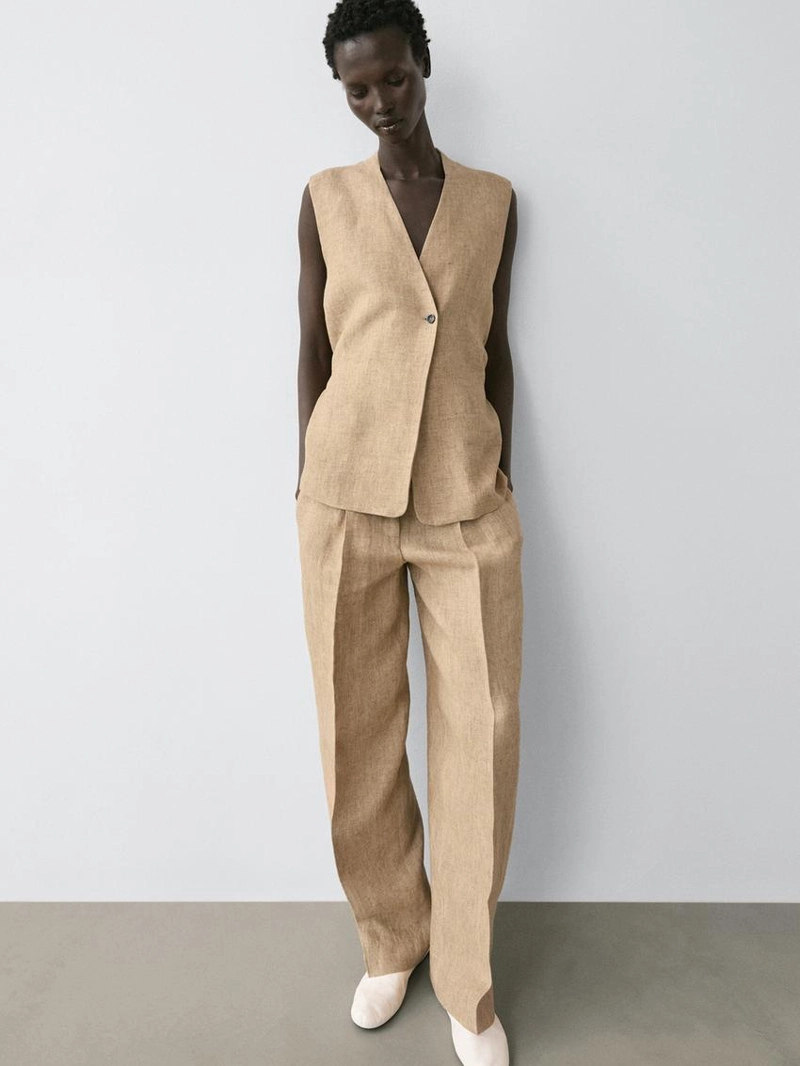 Жилет из льна с перекрестной застежкой