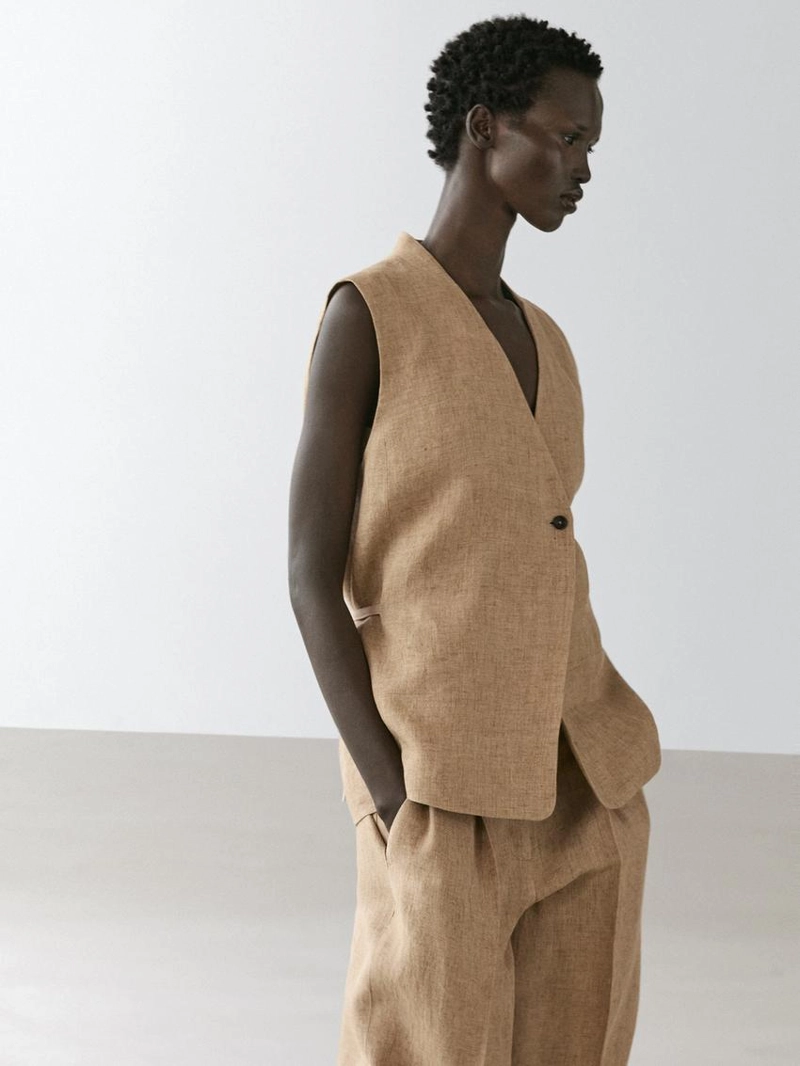 Жилет из льна с перекрестной застежкой