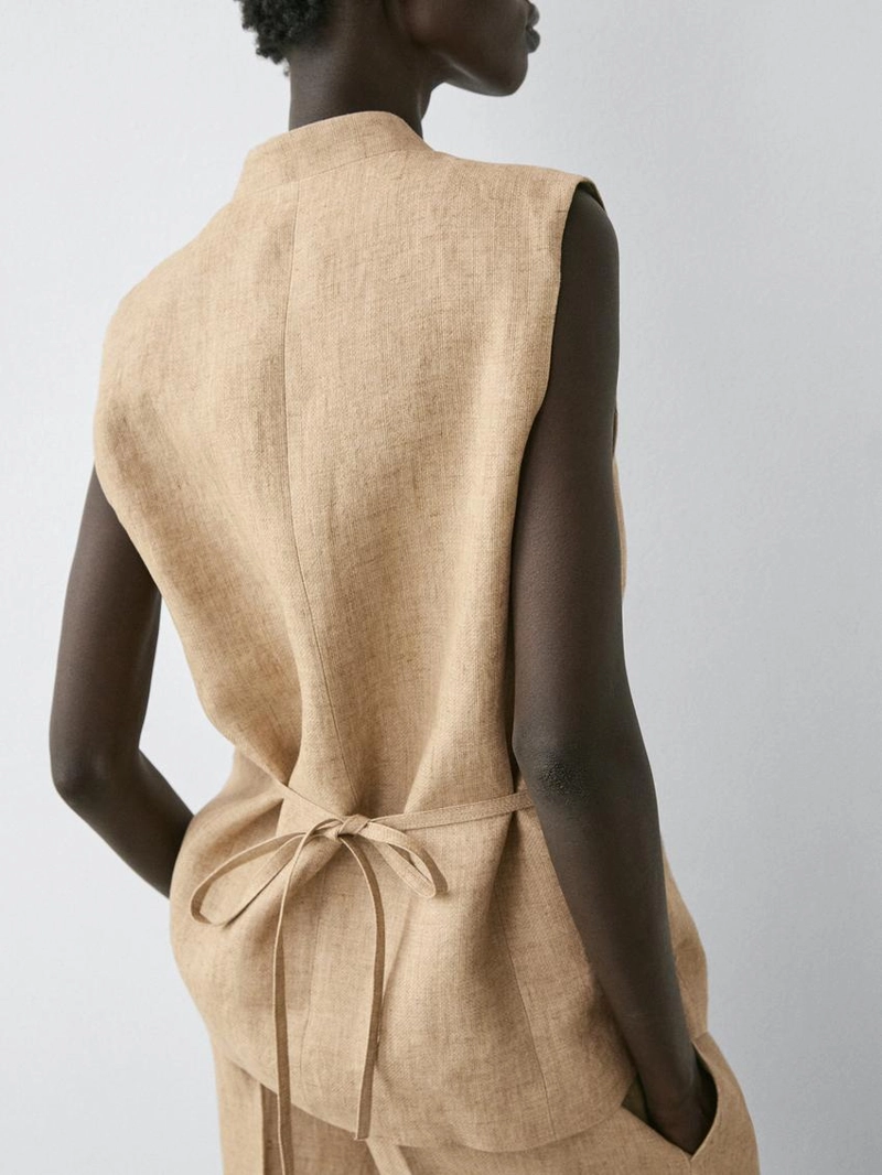 Жилет из льна с перекрестной застежкой