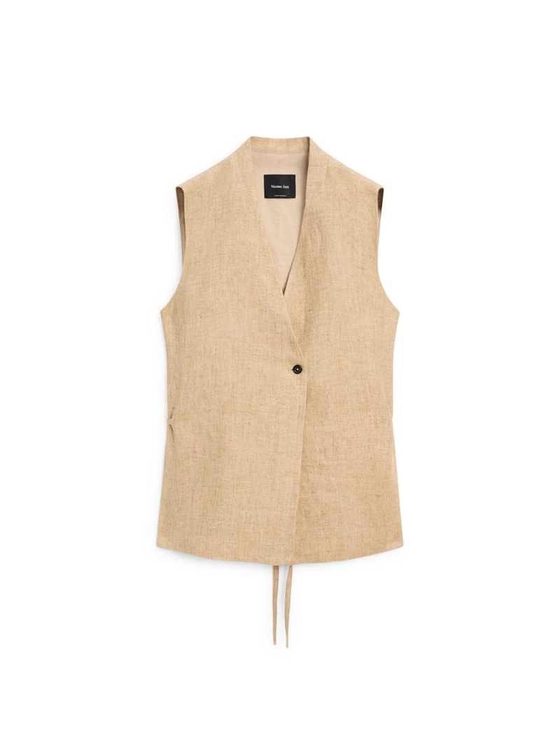 Жилет из льна с перекрестной застежкой