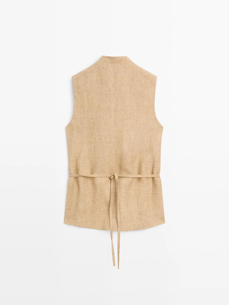 Жилет из льна с перекрестной застежкой