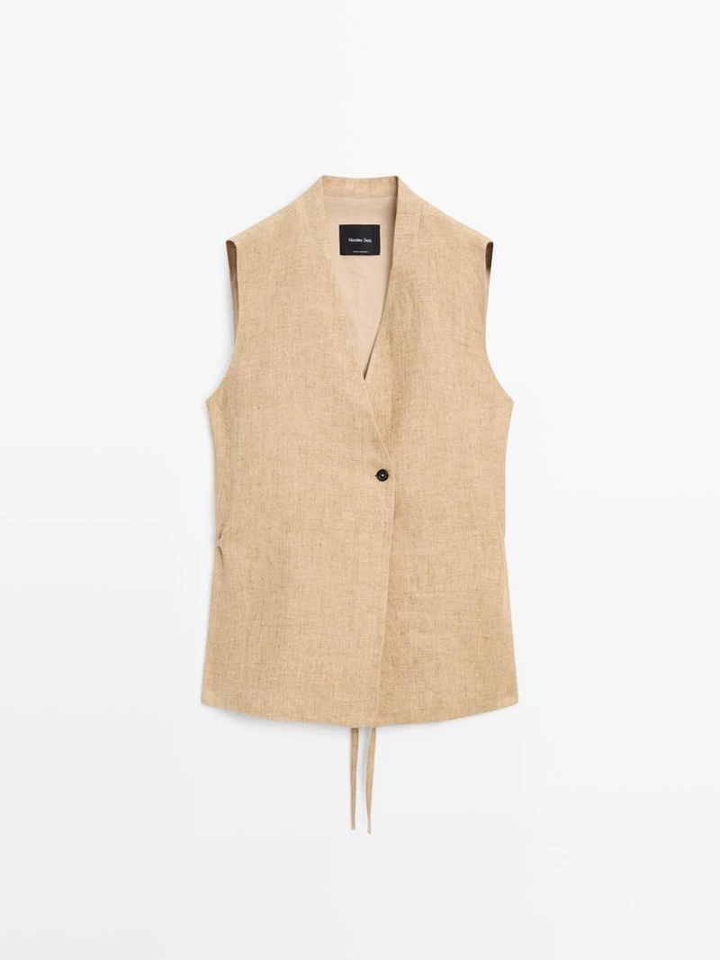 Жилет из льна с перекрестной застежкой