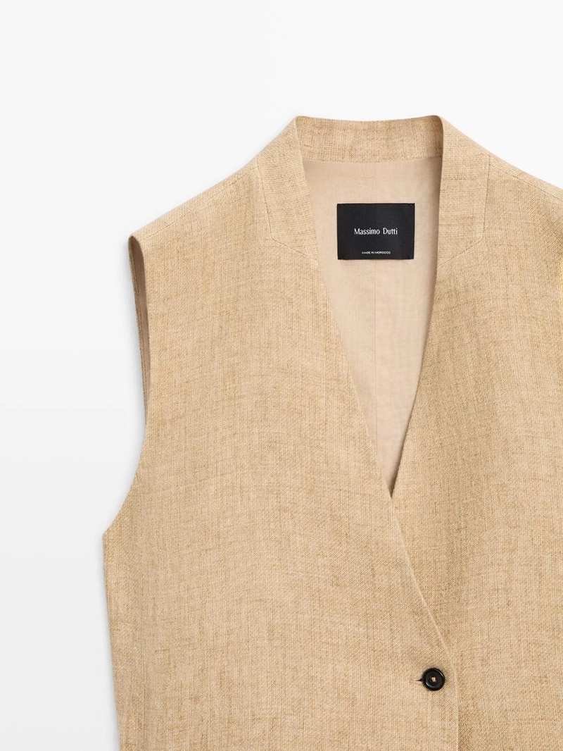 Жилет из льна с перекрестной застежкой