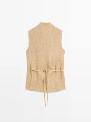 Жилет из льна с перекрестной застежкой- Заказать в России
