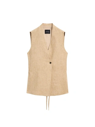 Жилет из льна с перекрестной застежкой- Заказать в России