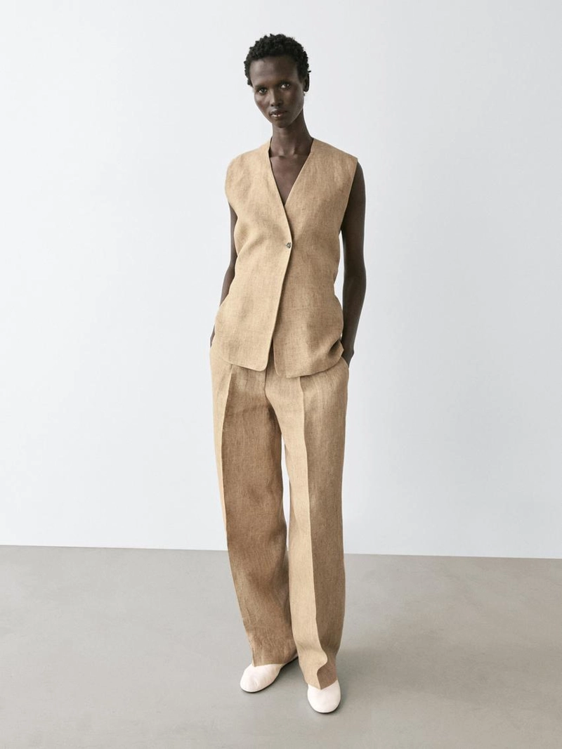 Жилет из льна с перекрестной застежкой