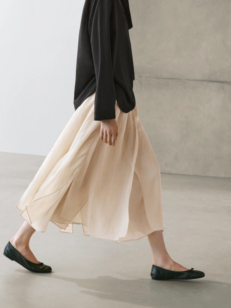 Юбка миди из смесового шелка