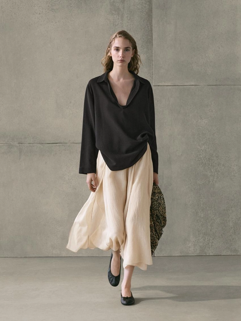 Юбка миди из смесового шелка