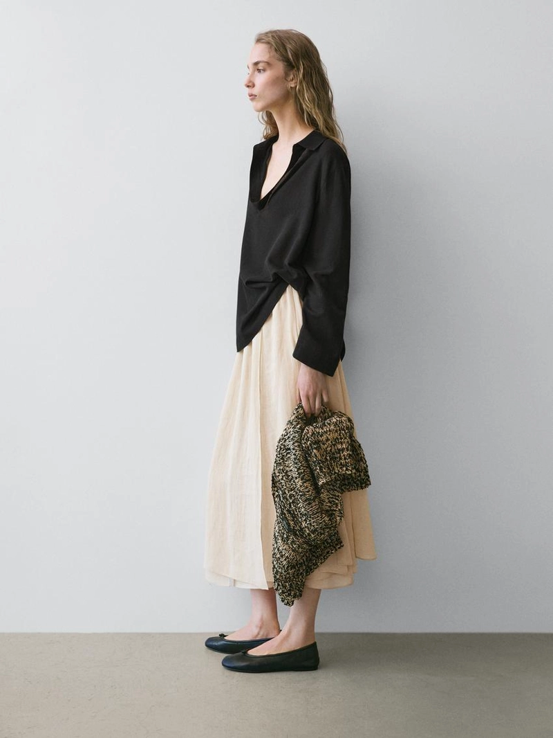 Юбка миди из смесового шелка