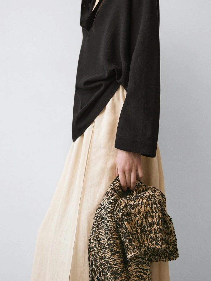 Юбка миди из смесового шелка