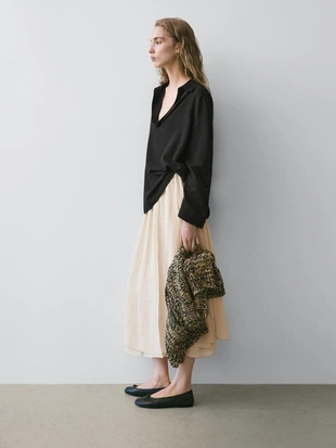 Юбка миди из смесового шелка- Заказать в России