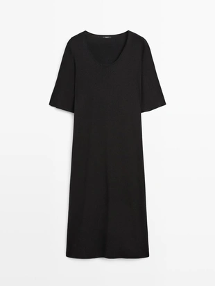 Платье миди с деталями на рукавах- Заказать в России