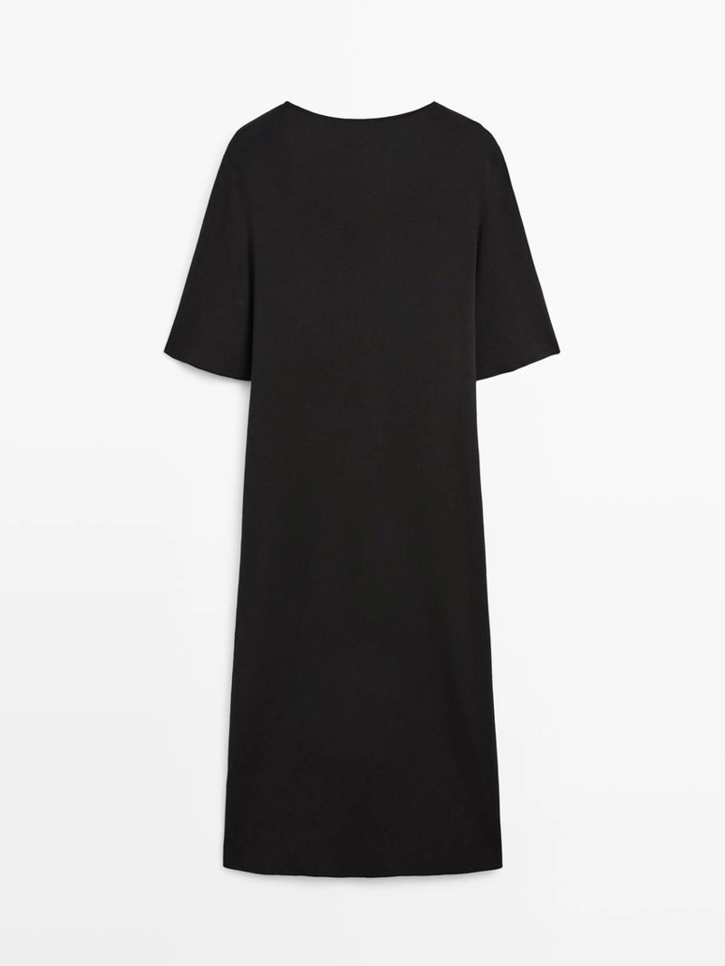 Платье миди с деталями на рукавах