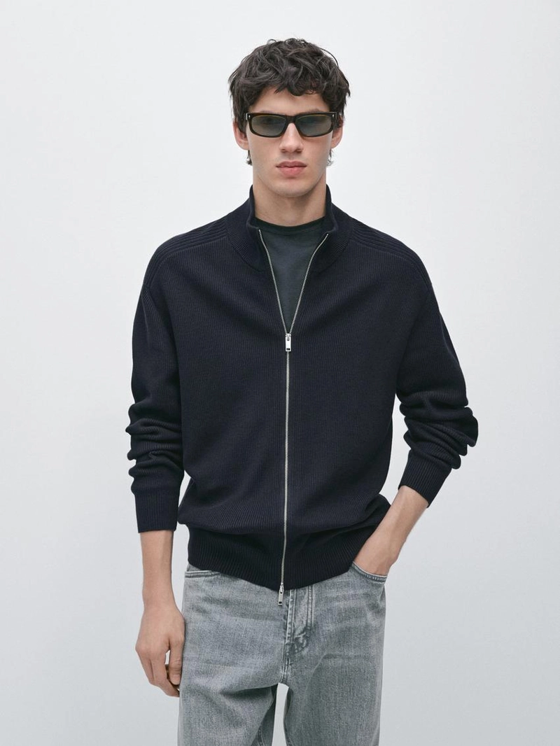 Кардиган с застежкой-молнией из хлопкового трикотажа