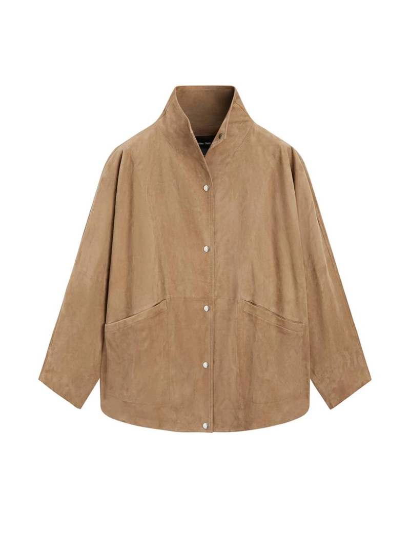 Плащ из замши с пуговицами