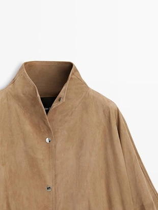 Плащ из замши с пуговицами- Заказать в России