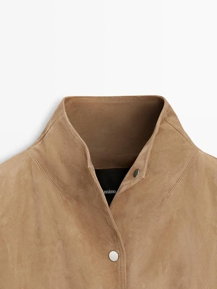 Плащ из замши с пуговицами- Заказать в России