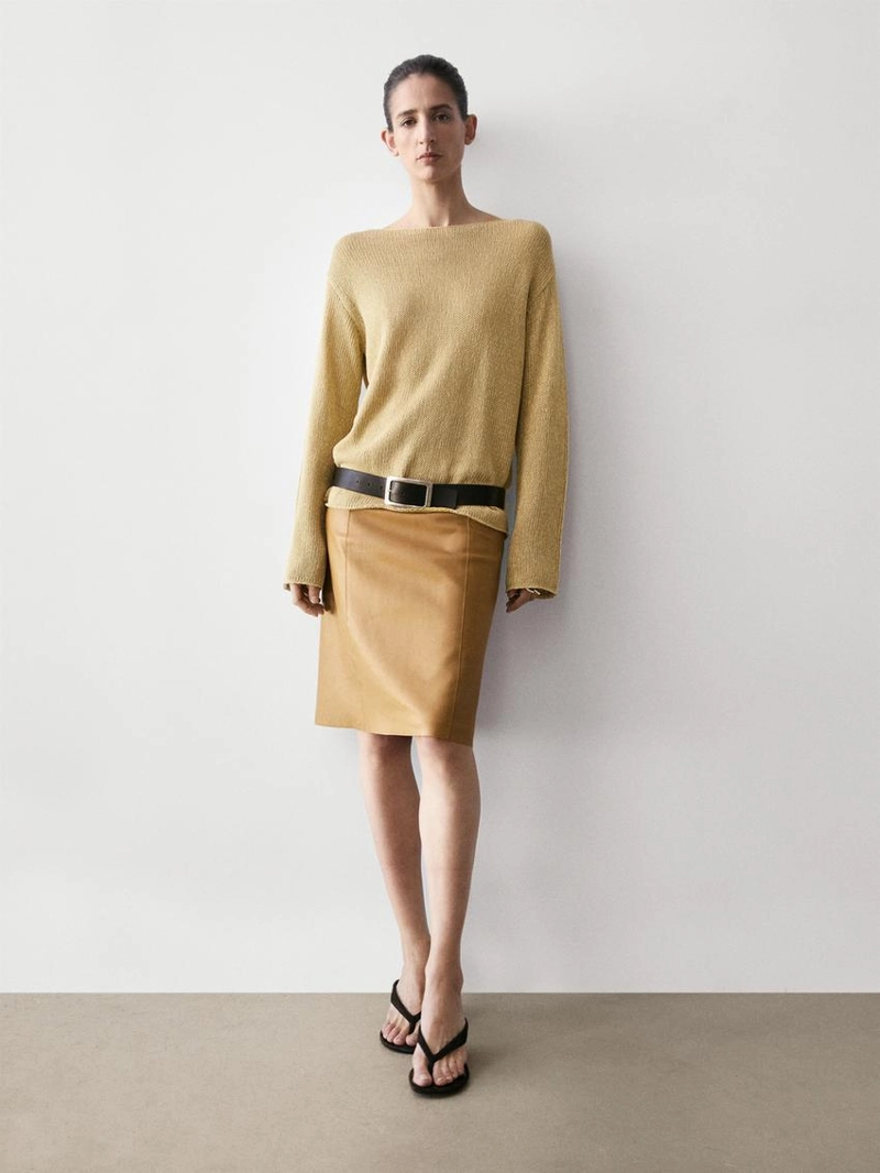 Вязаный свитер с кружевными вырезами из хлопкового смесового материала