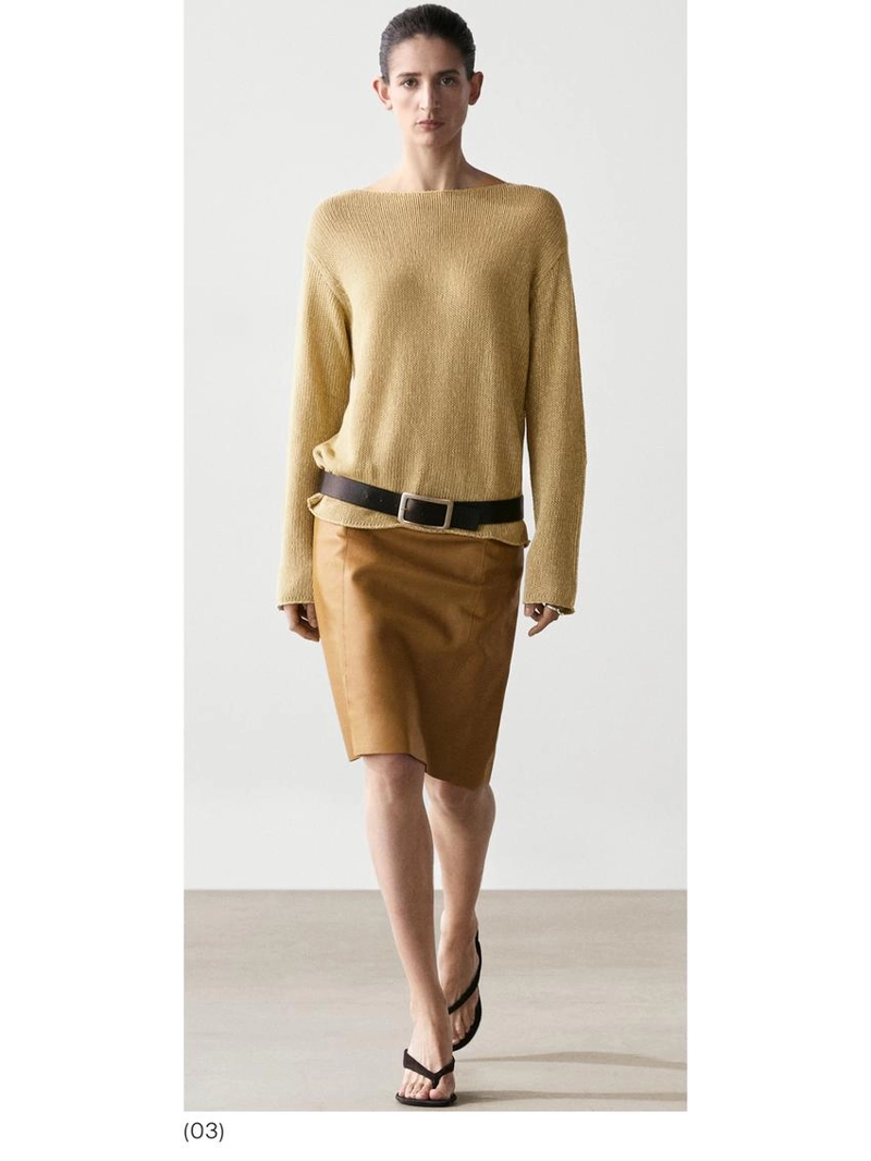 Вязаный свитер с кружевными вырезами из хлопкового смесового материала