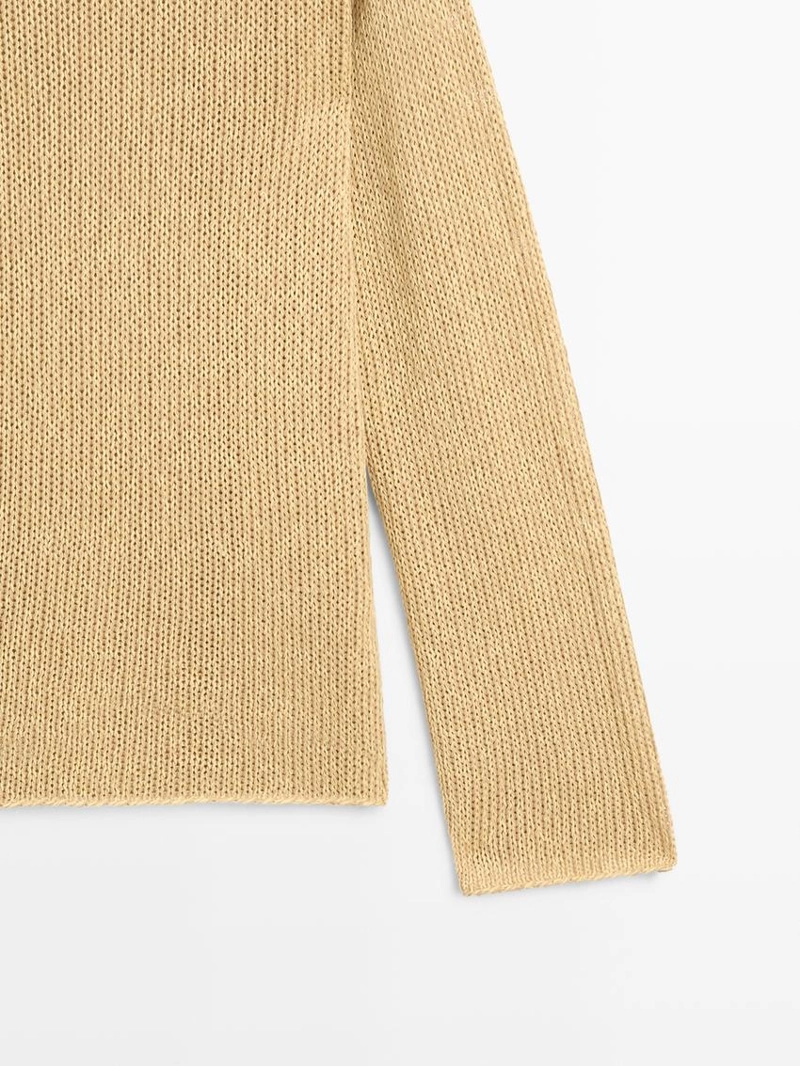 Вязаный свитер с кружевными вырезами из хлопкового смесового материала