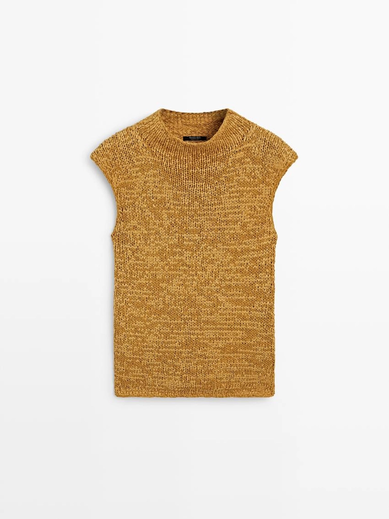 Топ из хлопкового микса в грубой вязке