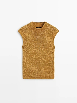 Топ из хлопкового микса в грубой вязке- Заказать в России