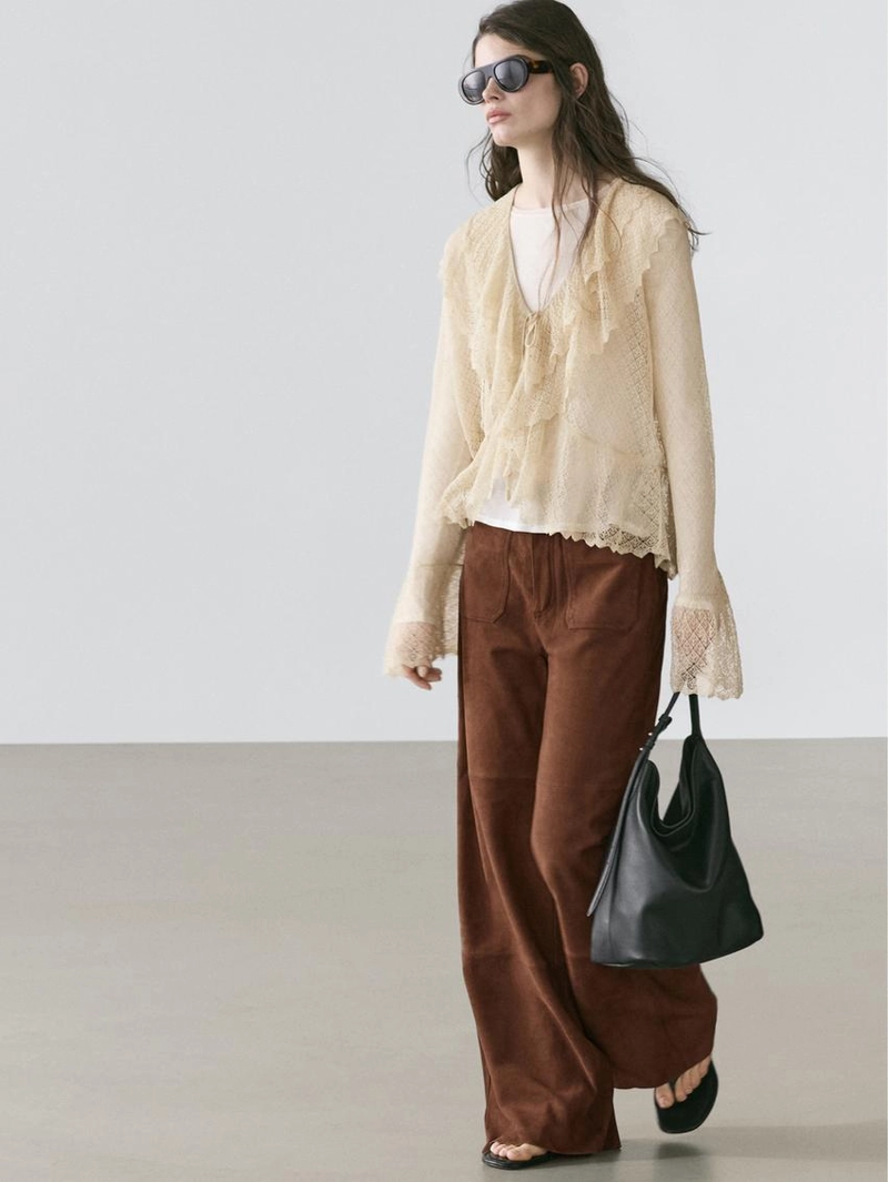 Кардиган из льняной смесовой пряжи с оборками