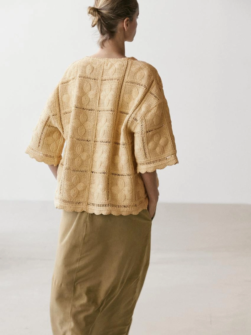 Плетеный кружевной трикотажный жакет