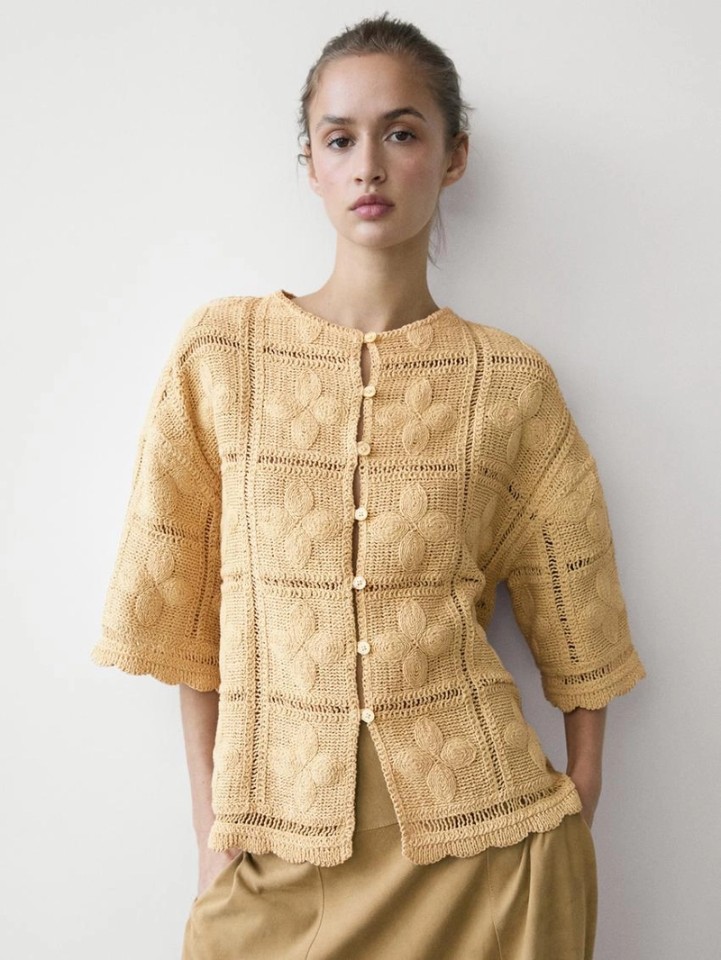 Плетеный кружевной трикотажный жакет