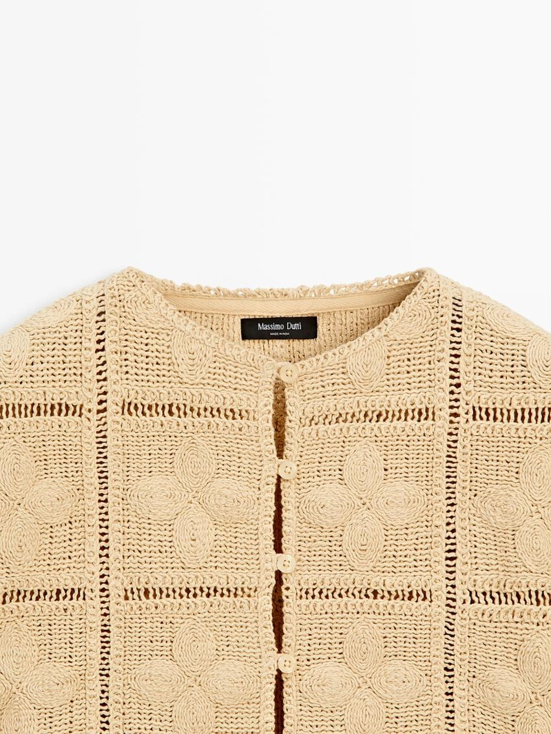 Плетеный кружевной трикотажный жакет