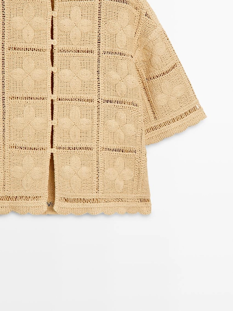 Плетеный кружевной трикотажный жакет