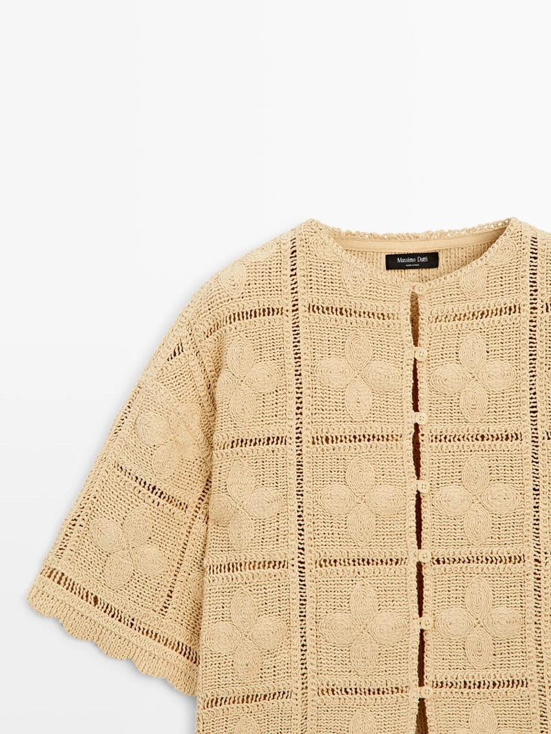 Плетеный кружевной трикотажный жакет