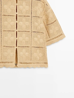 Плетеный кружевной трикотажный жакет- Заказать в России