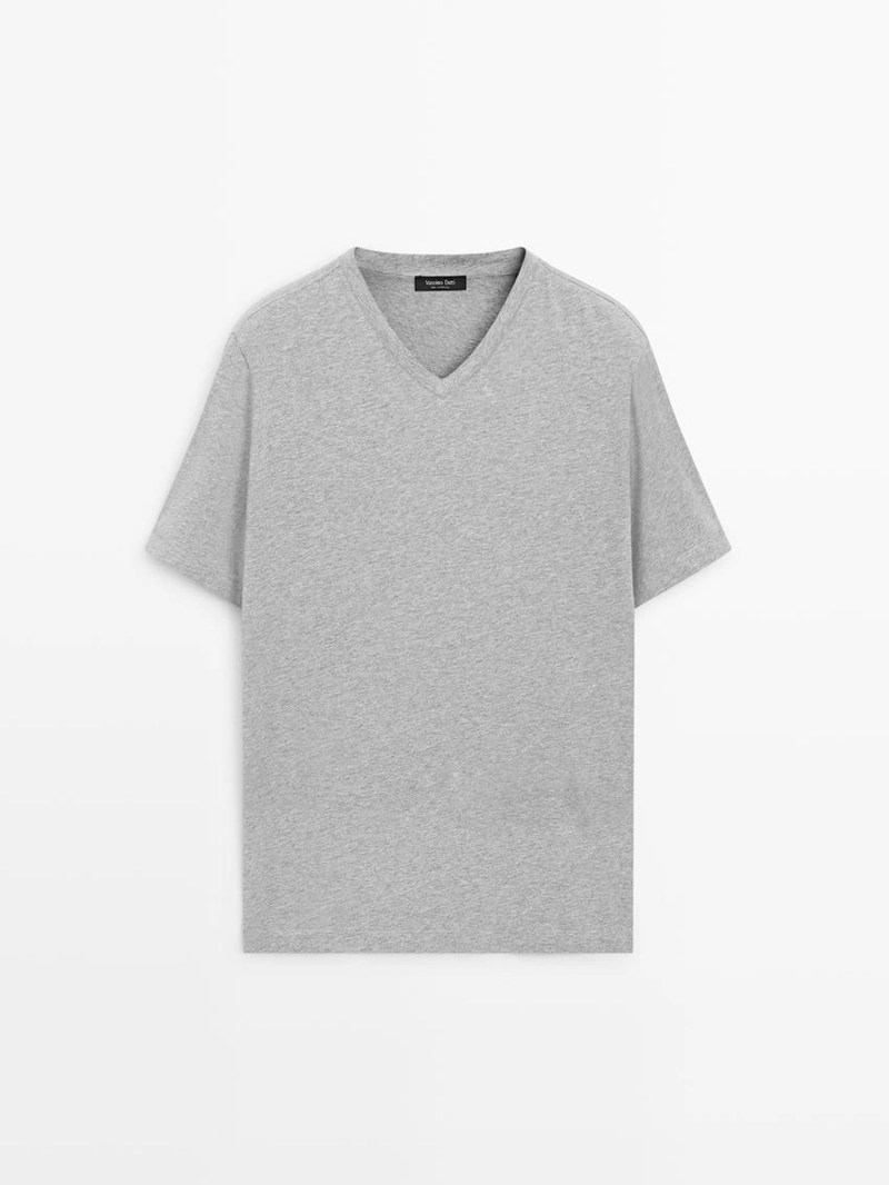 Футболка с v-образным вырезом из 100% хлопка