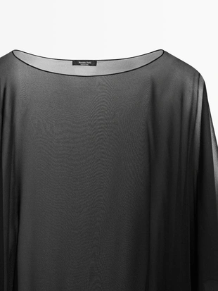 Капа из шелка с асимметричным кроем- Заказать в России