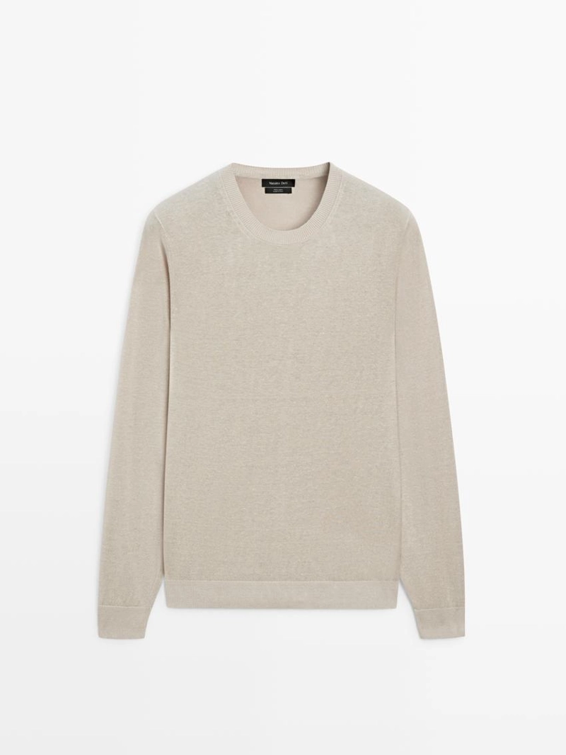 Джемпер с круглым вырезом из льна