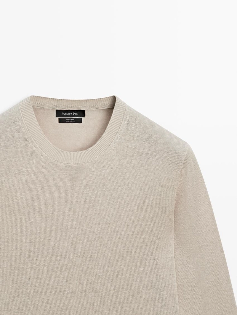 Джемпер с круглым вырезом из льна