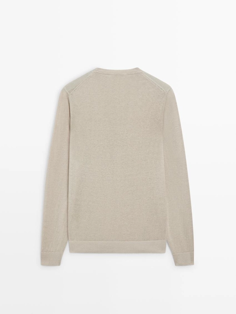 Джемпер с круглым вырезом из льна