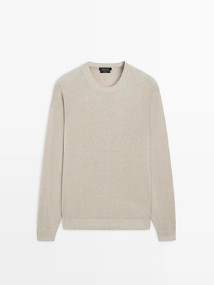 Джемпер с круглым вырезом из льна- Заказать в России