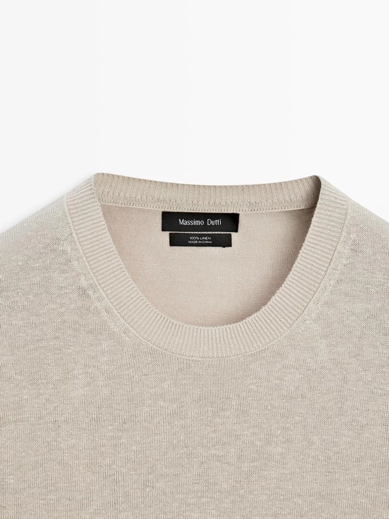 Джемпер с круглым вырезом из льна