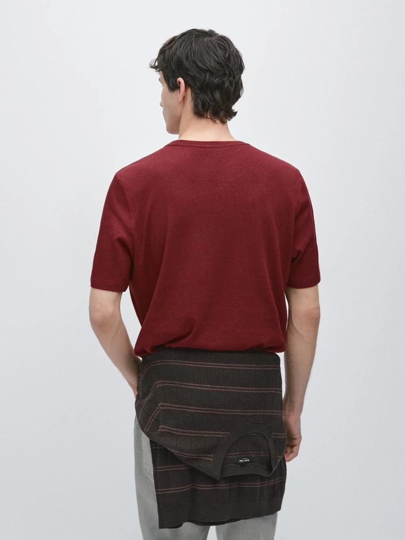 Футболка из льняной смеси на короткий рукав