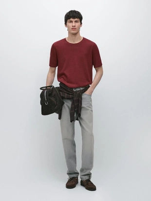 Футболка из льняной смеси на короткий рукав- Заказать в России